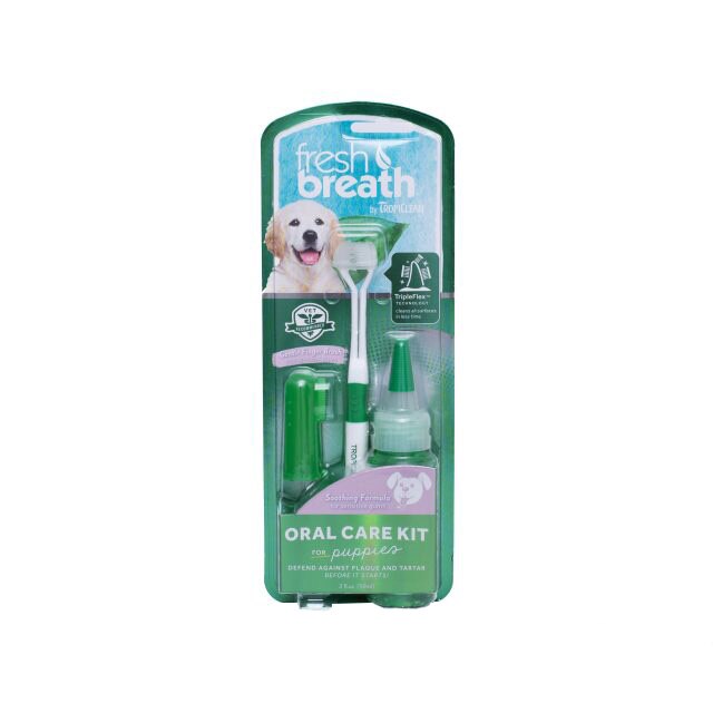 Kit igiena orala pentru caini Tropiclean Fresh Breath, Puppy, 59ml