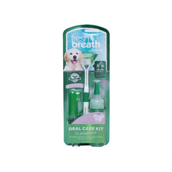 Kit igiena orala pentru caini Tropiclean Fresh Breath, Puppy, 59ml