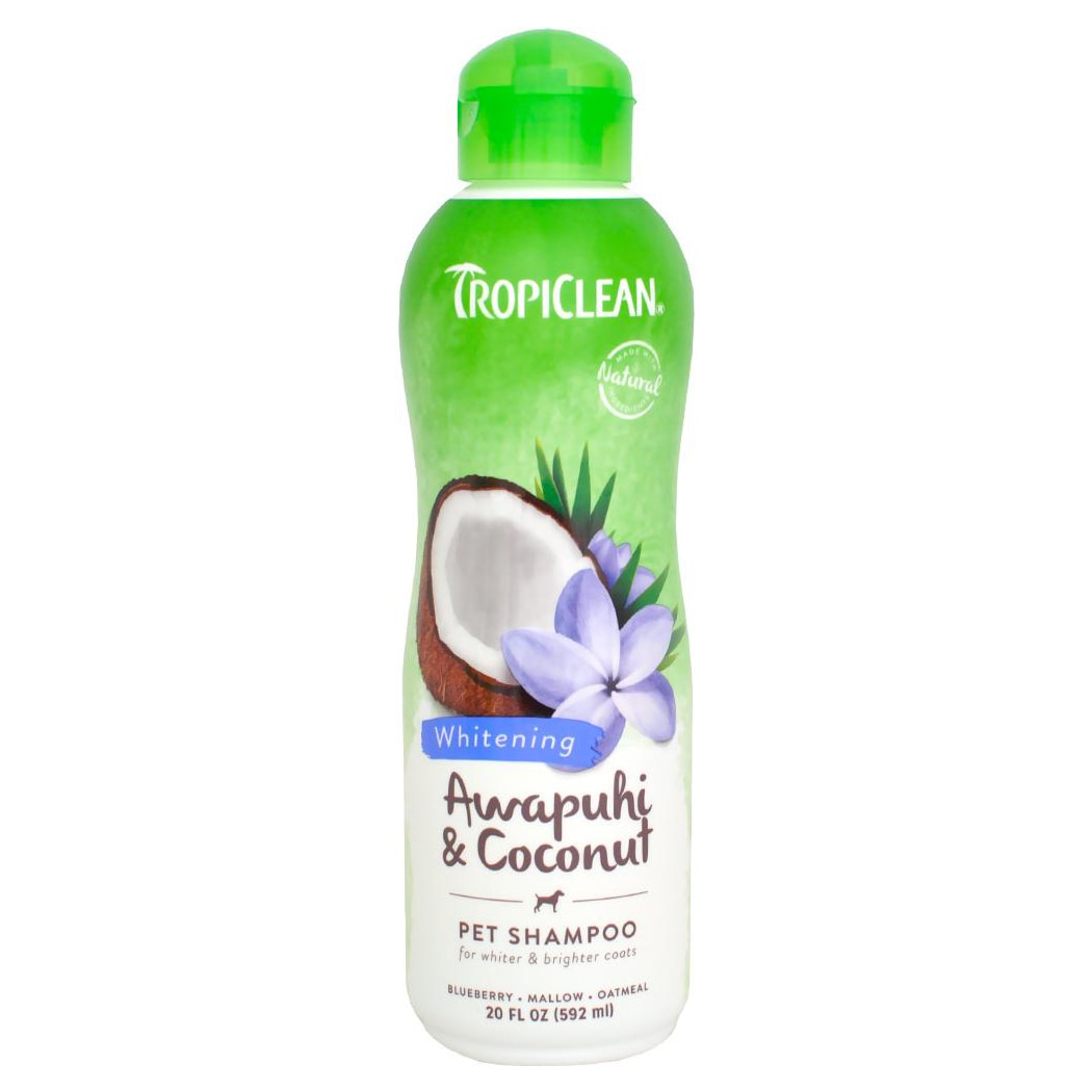 Sampon pentru caini Tropiclean blana alba Awapuhi & Coconut, 592ml