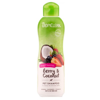 Sampon pentru caini Tropiclean Deep Cleaning Berry & Coconut, 592ml Sampon pentru caini Tropiclean Deep Cleaning Berry & Coconut, 592ml