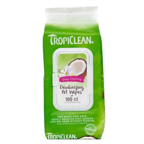 Servetele pentru caini si pisici Tropiclean Deep Cleaning, 100buc