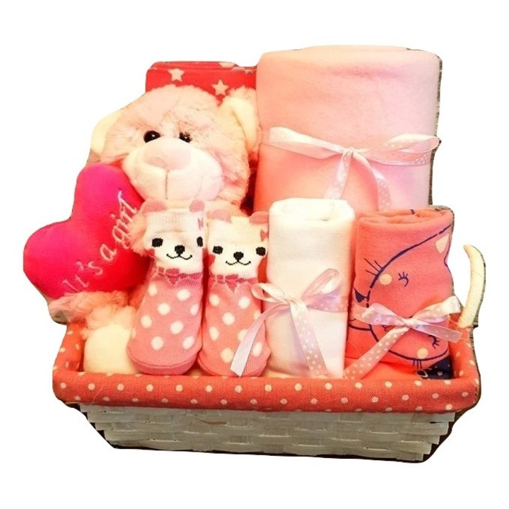 Cos Cadou It`s a Girl Cu Balon, 9 Piese