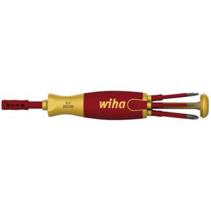 Wiha LiftUP Csavarhúzó tárral, 1000 V szigetelt, 6 bitfejjel