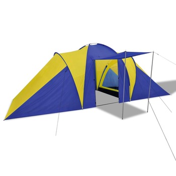 Cort camping 6 persoane, vidaXL, Textil, 580 x 240 x 200 cm, Bleumarin/Galben Cort camping 6 persoane, vidaXL, Textil, 580 x 240 x 200 cm, Bleumarin/Galben