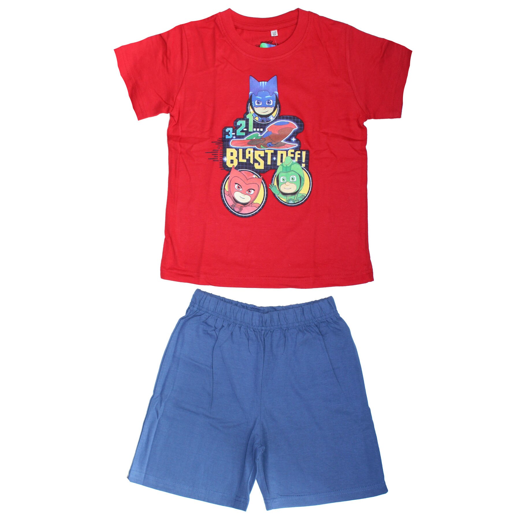 Pijama maneca scurta, Pjmasks, rosu cu
