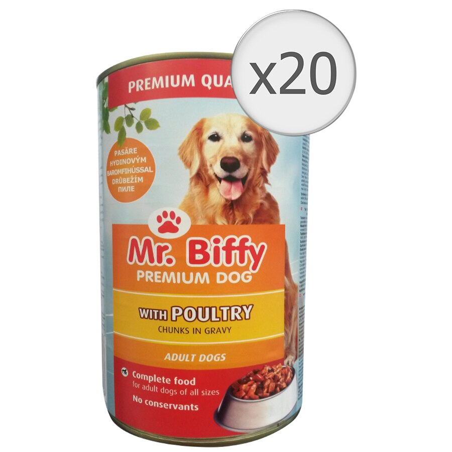 Hrana umeda pentru caini Mr. Biffy, Pui, 20x415g