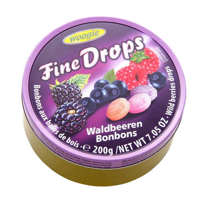 Dropsuri fine Woogie cutie metalica 200 g aroma fructe padure