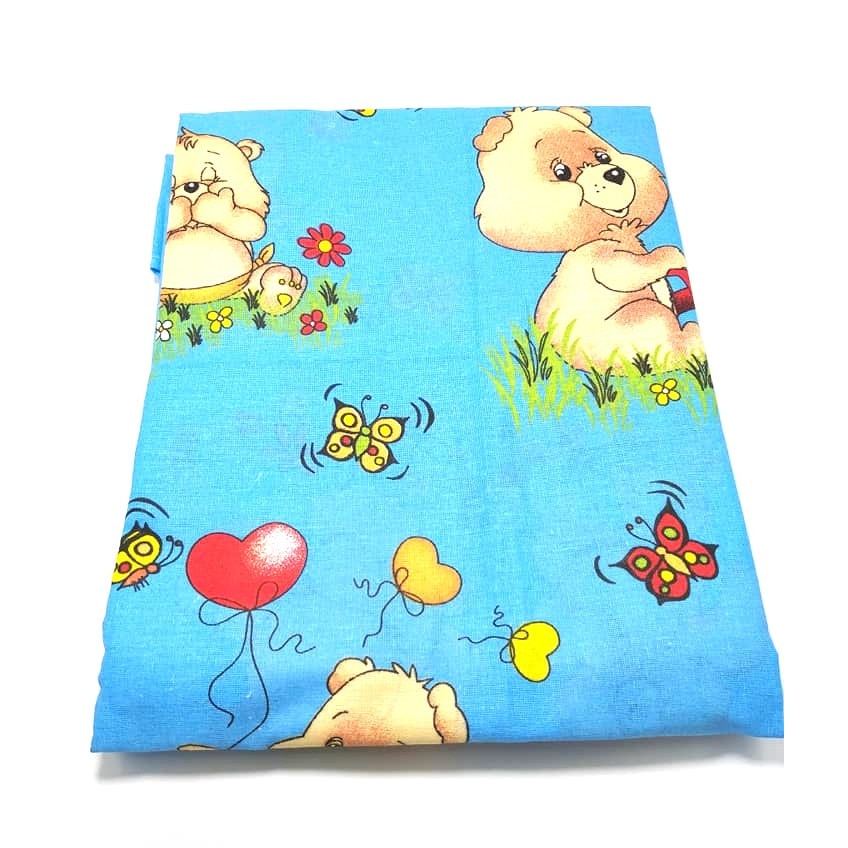 Set 3 piese lenjerie pat bebelusi, ursulet albastru