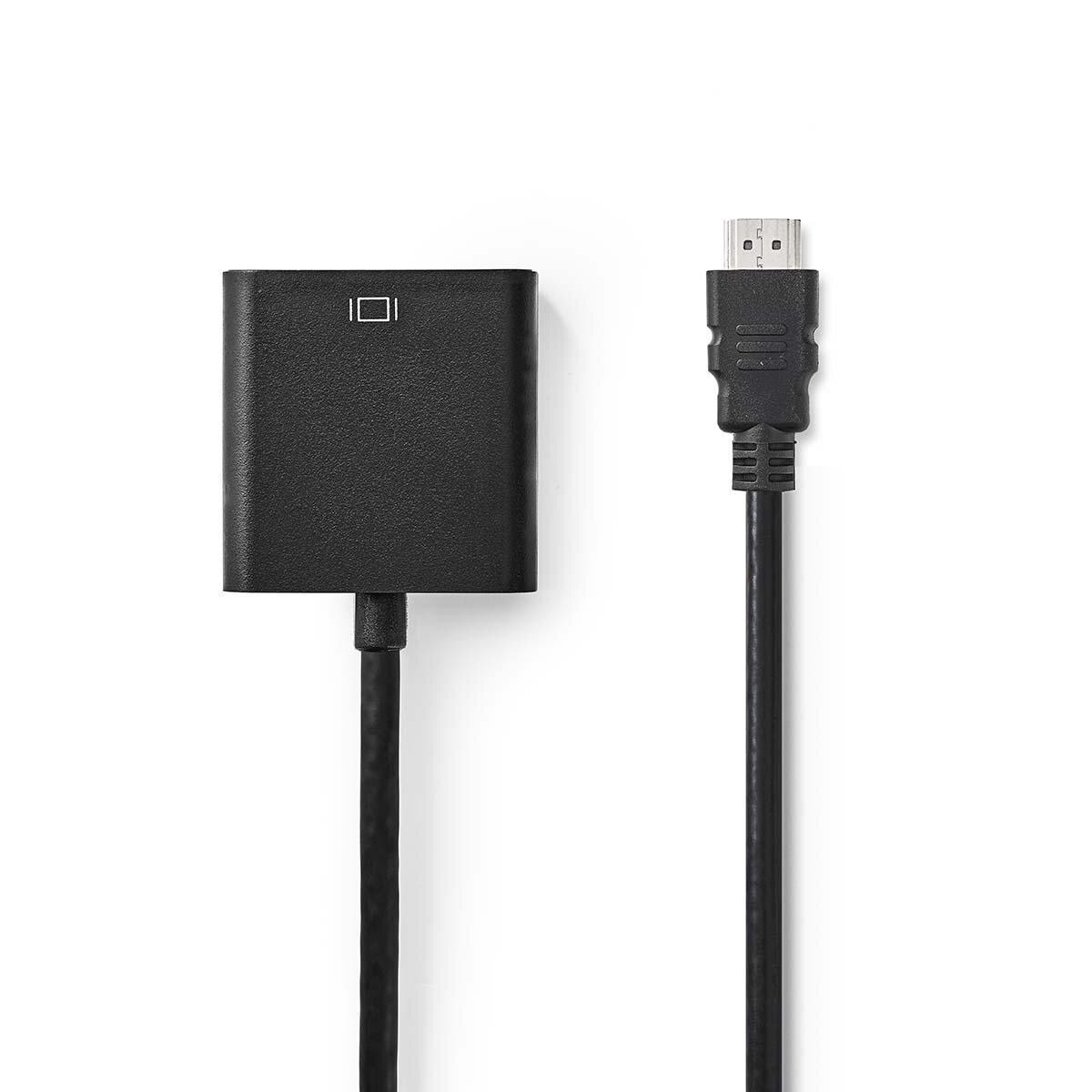 Cablu HDMI - VGA mama 0.2m negru, cu audio, Nedis