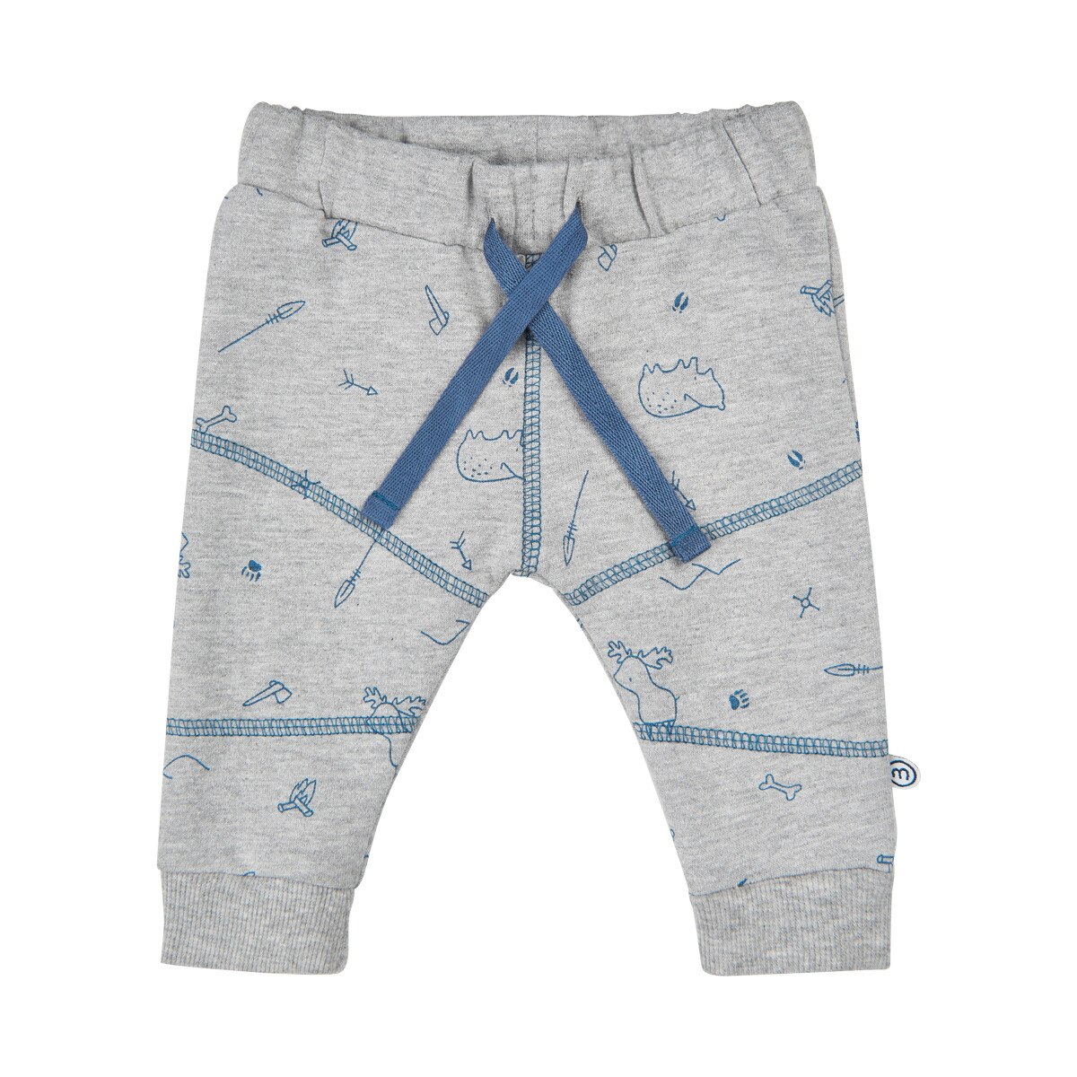 PANTALONI CU IMPRIMEU, Minymo, Gri Melange, Gri melange, 56-62 CM