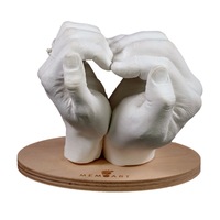 Kit mulaj maini 3D Cuplu + cadou suport din lemn de fag, pentru 2 maini adulte, MemoArt