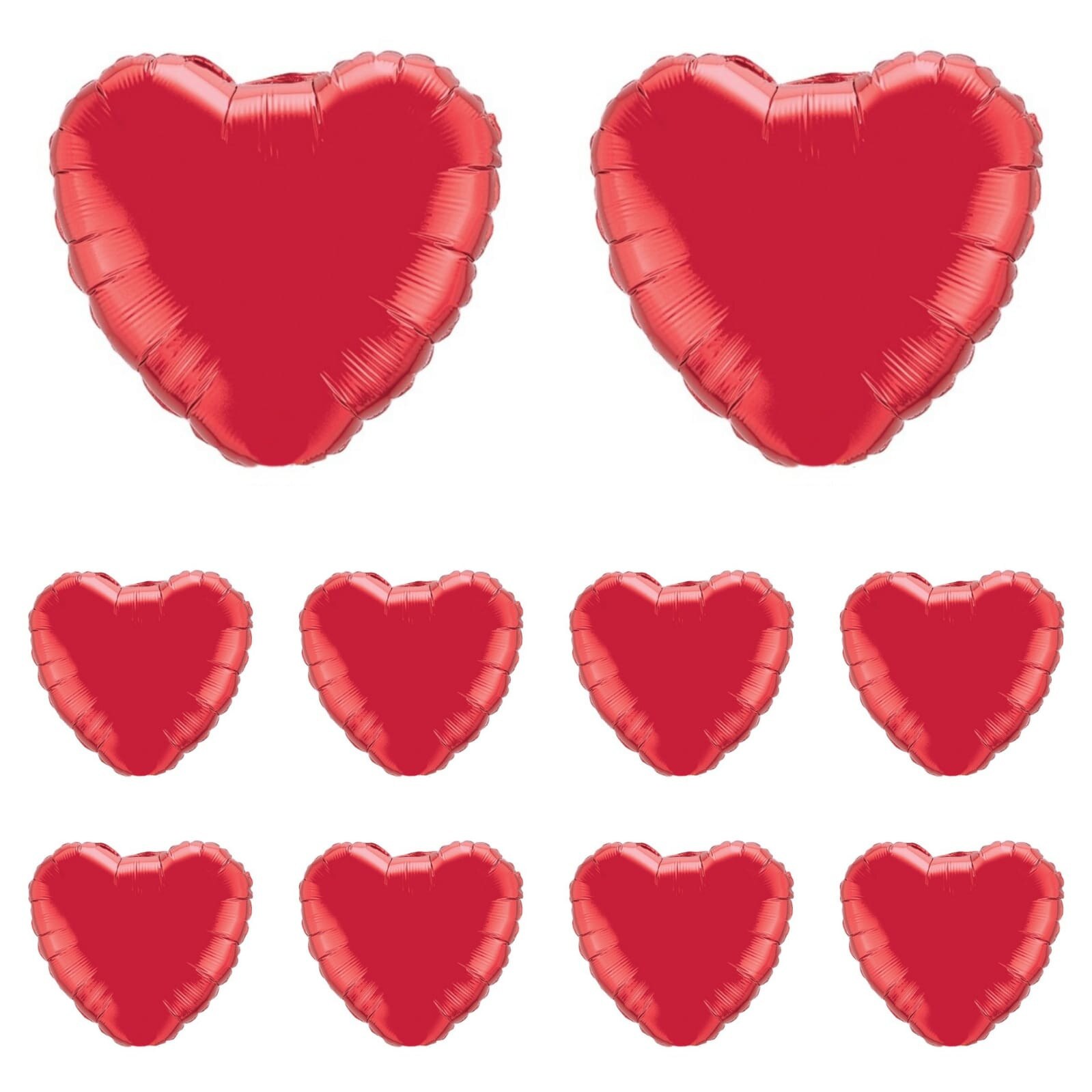 Set Balon Folie, Inima, 10 bucati, Rosu, 45 cm