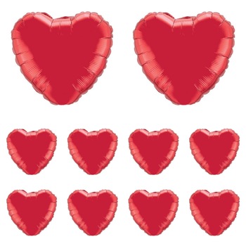 Set Balon Folie, Inima, 10 bucati, Rosu, 45 cm Set Balon Folie, Inima, 10 bucati, Rosu, 45 cm