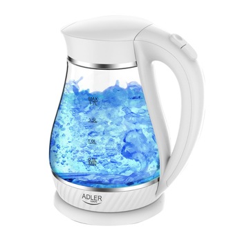 Fierbator Ceainic Electric Adler din Sticla, Capacitate 1.7L, Putere 2200W, Culoare Alb Fierbator Ceainic Electric Adler din Sticla, Capacitate 1.7L, Putere 2200W, Culoare Alb