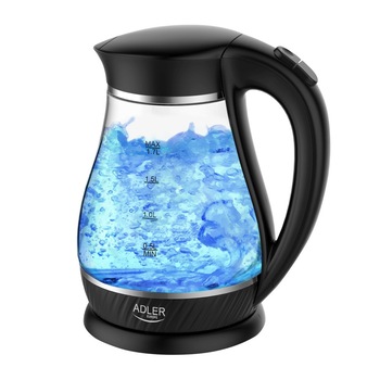 Fierbator Ceainic Electric Adler din Sticla, Capacitate 1.7L, Putere 2200W, Culoare Negru Fierbator Ceainic Electric Adler din Sticla, Capacitate 1.7L, Putere 2200W, Culoare Negru
