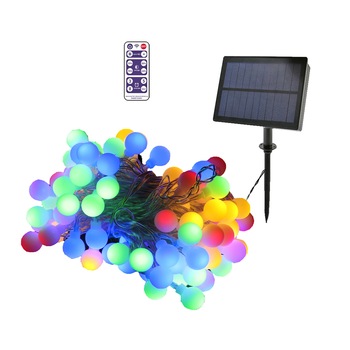 Instalatie de exterior Zolia™ cu 100 LED-uri multicolor, cu incarcare solara, 17 metri, 8 jocuri de lumini si telecomanda cu functii multiple Instalatie de exterior Zolia™ cu 100 LED-uri multicolor, cu incarcare solara, 17 metri, 8 jocuri de lumini si telecomanda cu functii multiple