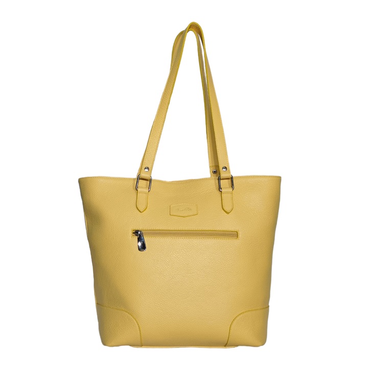 Geanta de dama Ambrant Genti 10, Galbena, Piele Naturala