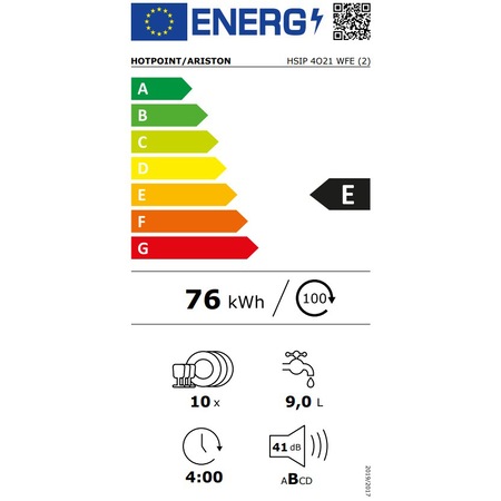 Masina de spalat vase incorporabila Hotpoint HSIP4O21WFE, 10 seturi, 10 programe, Clasa E, Motor Inverter, Touch control, 45 cm
