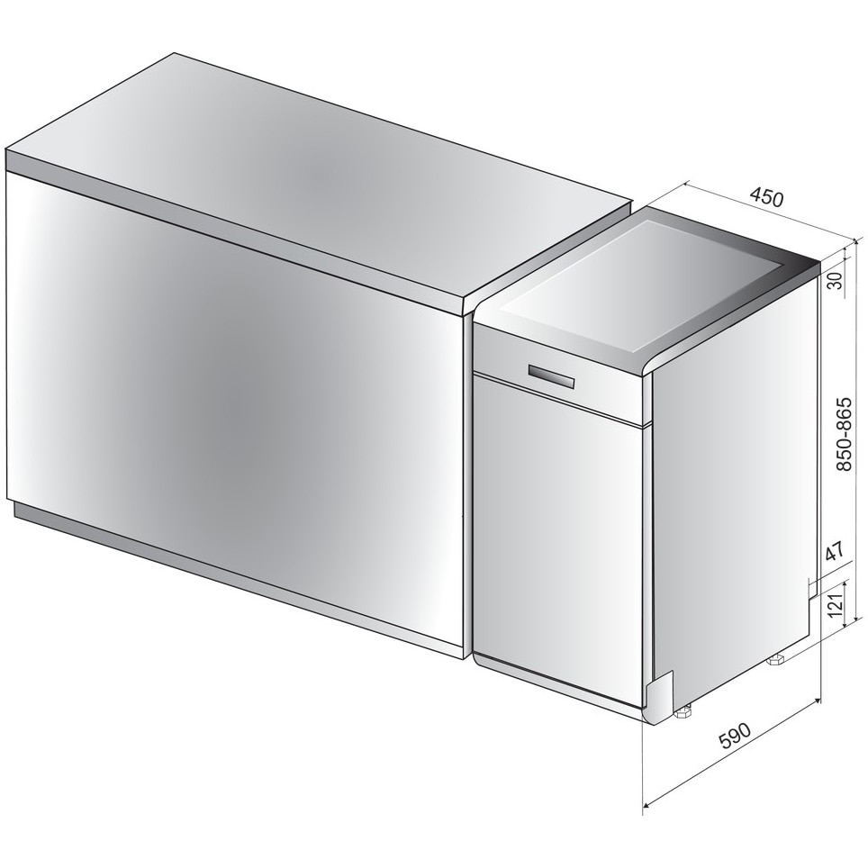 Masina de spalat vase Indesit DSFO3T224CS, 10 seturi, 9 programe, Clasa E, Tehnologie al 6-lea Simt, Sistem AquaStop, Display, 45 cm, Argintiu