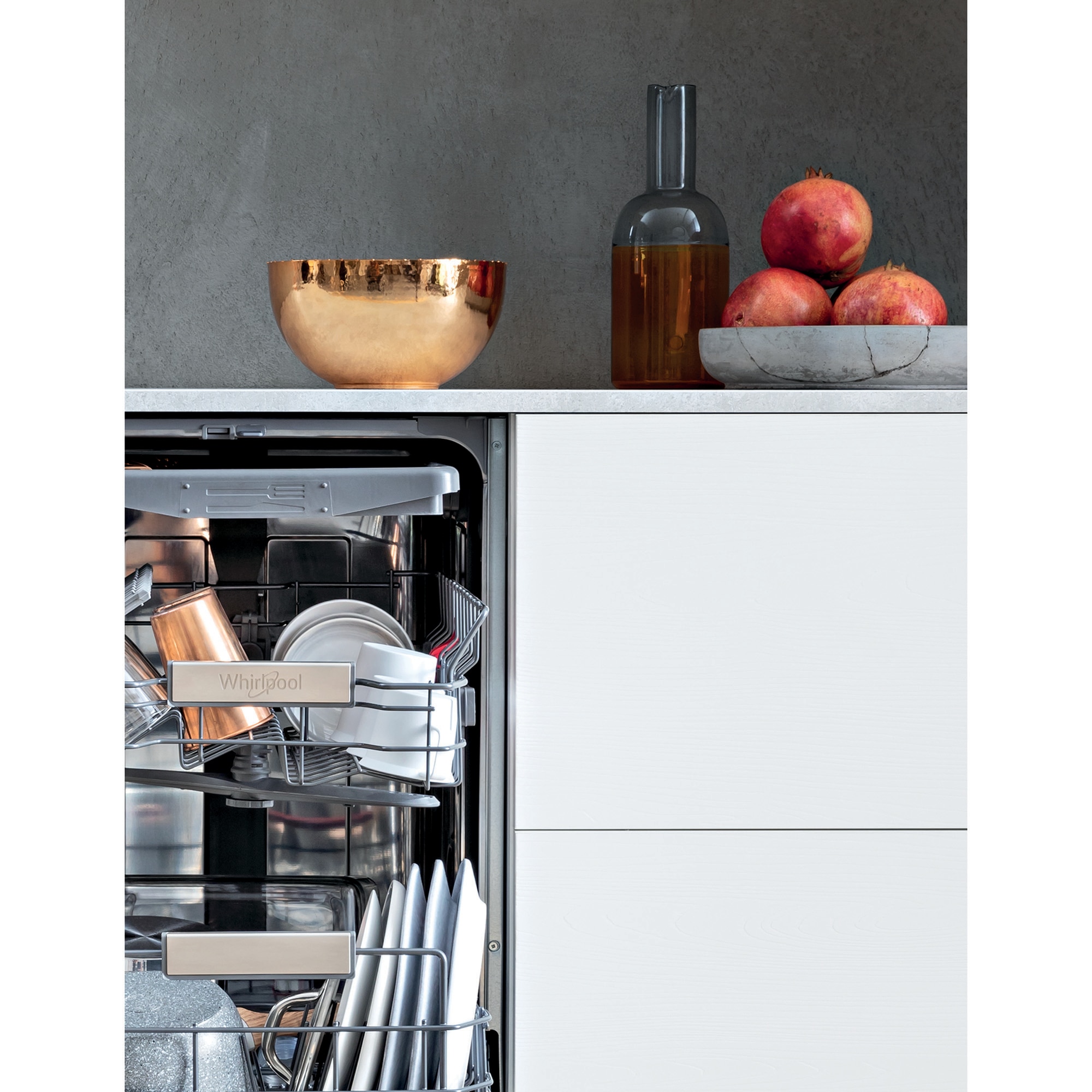 Masina de spalat vase incorporabila Whirlpool WSIP4O33PFE, 10 seturi, 9 programe, 6th Sense, Power Clean, Clasa D, 45 cm