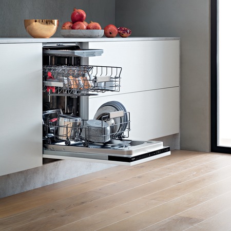 Masina de spalat vase incorporabila Whirlpool WSIP4O33PFE, 10 seturi, 9 programe, 6th Sense, Power Clean, Clasa A+++, 45 cm