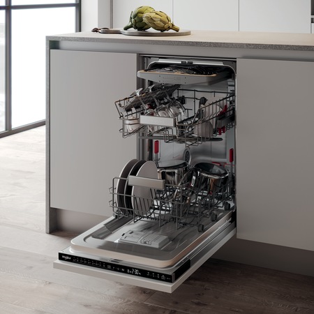Masina de spalat vase incorporabila Whirlpool WSIP4O33PFE, 10 seturi, 9 programe, 6th Sense, Power Clean, Clasa A+++, 45 cm