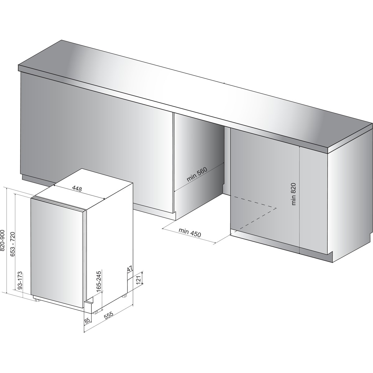 Masina de spalat vase incorporabila Whirlpool WSIP4O33PFE, 10 seturi, 9 programe, 6th Sense, Power Clean, Clasa D, 45 cm