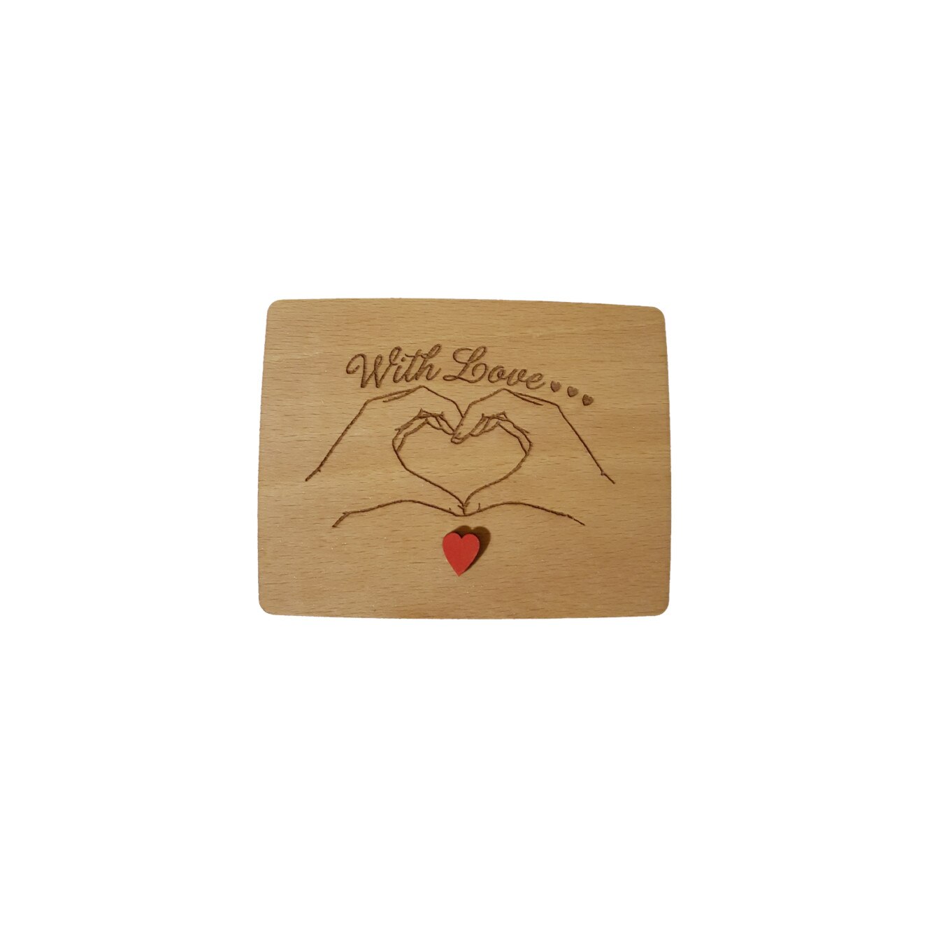 Felicitare, din lemn, With love..., Valentine