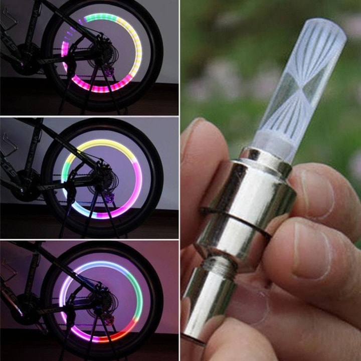 Светеща LED капачка за вентил на гума Eren 7 цветни 2бр