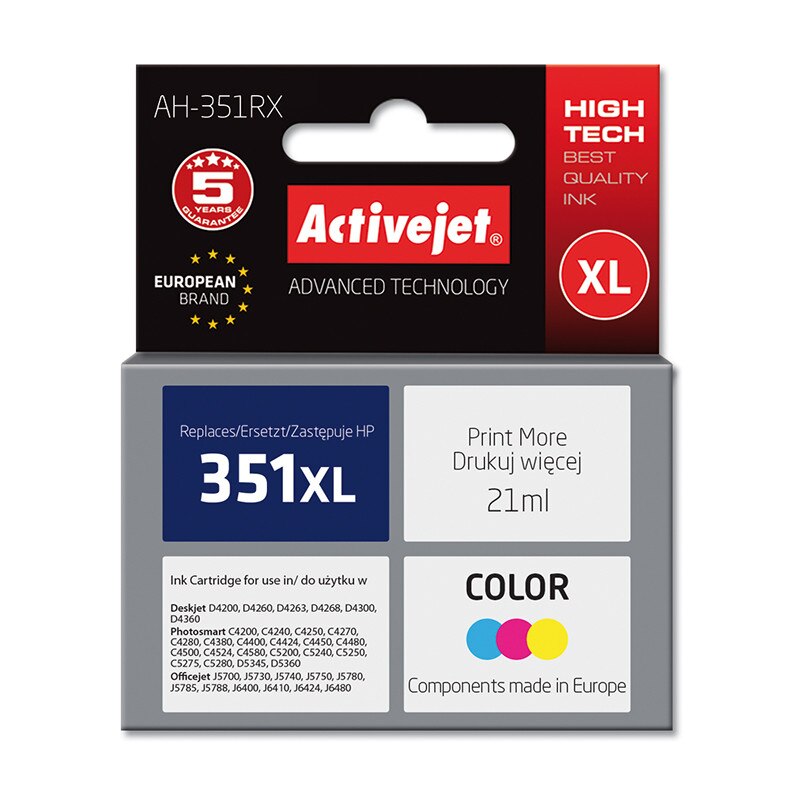 Cartus compatibil HP-351xl color pentru HP CB338EE, 21 ml, Premium Activejet, Garantie 5 ani
