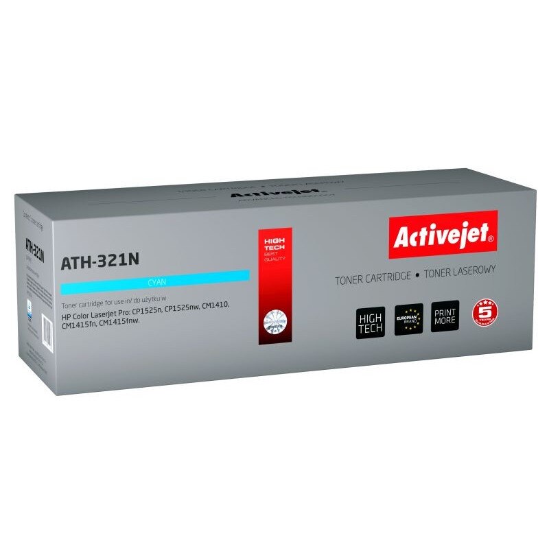 Cartus toner compatibil CE321A 128A Cyan pentru HP, 1300 pagini, Premium Activejet, Garantie 5 ani