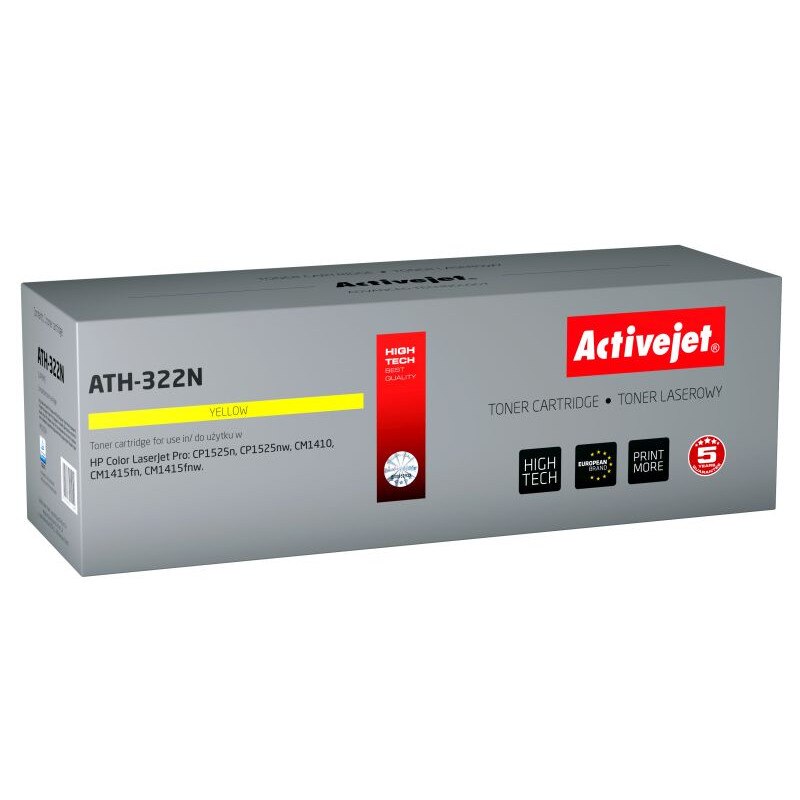 Cartus toner compatibil CE322A 128A Yellow pentru HP, 1300 pagini, Premium Activejet, Garantie 5 ani