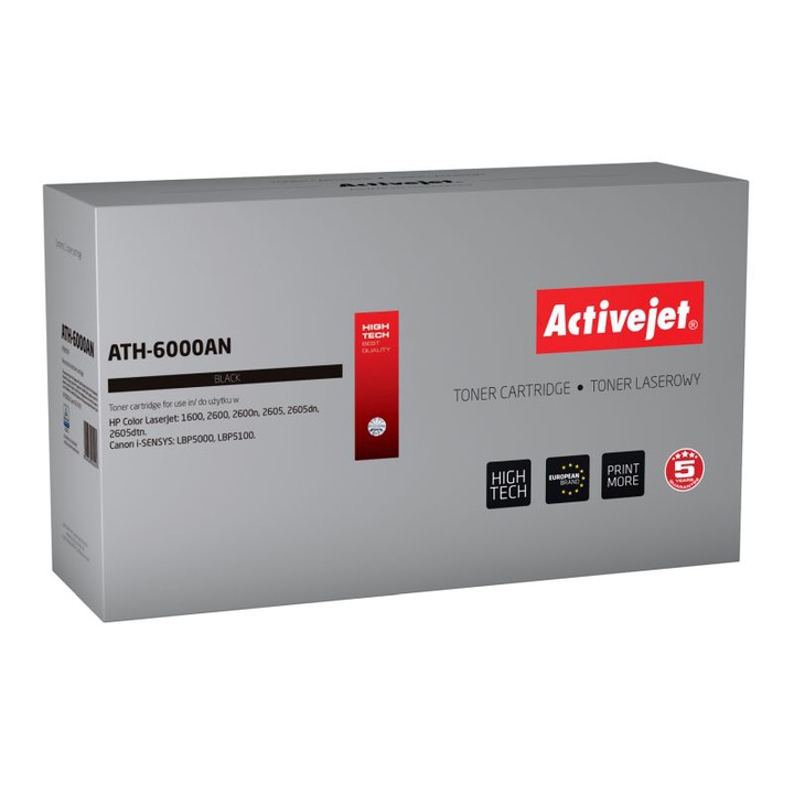 Тонер касета Premium Activejet Q6000A 124A, за HP, 2500 страници