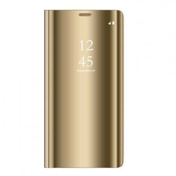 Husa de protectie Clear View pentru Samsung Galaxy A9 2018, functie stand, aurie