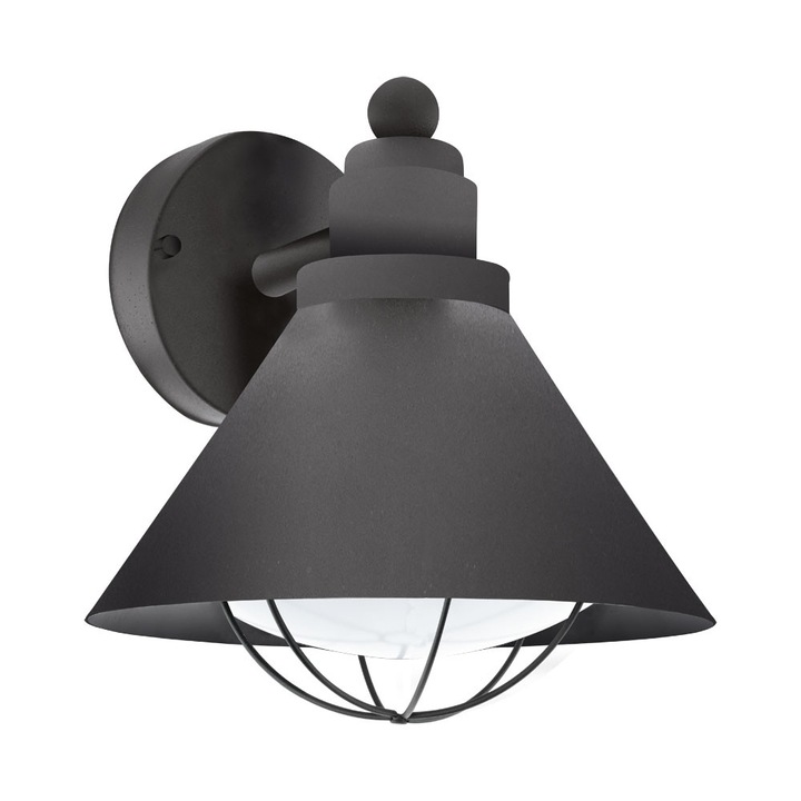 Aplica exterior BARROSELA, EGLO, E27, 1x40W, otel galvanizat, negru, 24 x 23 x 22 cm, IP44