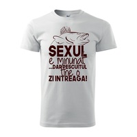 Tricou barbati personalizat Sexul e minunat, Greenfish, Alb-Maro, S