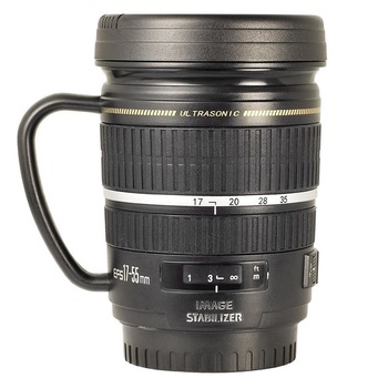 Cana termos cu maner, 250 ml, forma obiectiv foto Cana termos cu maner, 250 ml, forma obiectiv foto