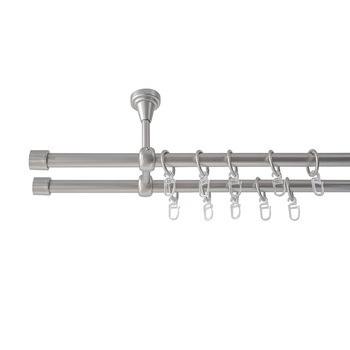 Galerie metalica 200 cm pentru perdele cu prindere in tavan, dubla, model Dop, grosime 19 mm, inox, KIT COMPLET Galerie metalica 200 cm pentru perdele cu prindere in tavan, dubla, model Dop, grosime 19 mm, inox, KIT COMPLET