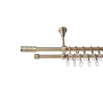 Galerie metalica 240 cm pentru perdele cu prindere in tavan, dubla, model Tub Briliant, grosime 16 mm, auriu antic, KIT COMPLET Galerie metalica 240 cm pentru perdele cu prindere in tavan, dubla, model Tub Briliant, grosime 16 mm, auriu antic, KIT COMPLET