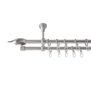 Galerie metalica 200 cm pentru perdele cu prindere in tavan, dubla, model Iris, grosime 16 mm, inox, KIT COMPLET Galerie metalica 200 cm pentru perdele cu prindere in tavan, dubla, model Iris, grosime 16 mm, inox, KIT COMPLET