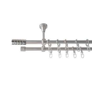 Galerie metalica 160 cm pentru perdele cu prindere in tavan, dubla, model Tub Briliant, grosime 16 mm, inox, KIT COMPLET Galerie metalica 160 cm pentru perdele cu prindere in tavan, dubla, model Tub Briliant, grosime 16 mm, inox, KIT COMPLET