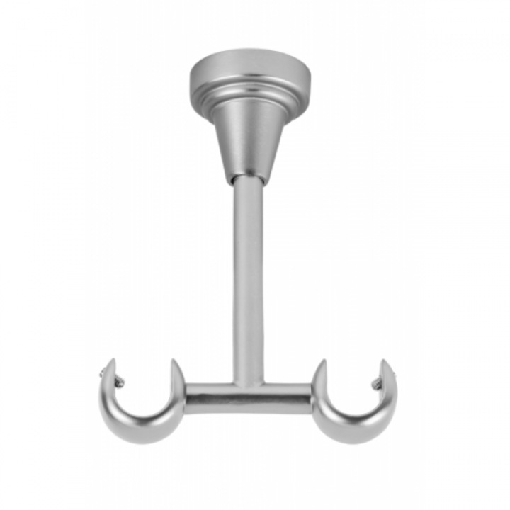 Galerie metalica 300cm pentru perdele cu prindere in tavan, dubla, model Ghinda, grosime 25-16 mm, inox, KIT COMPLET