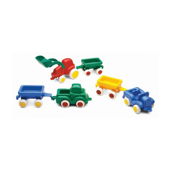 Set masini pentru copii Vikingtoys, Masina cu trailer, 1115-M12, Multicolor, 3 modele set, 15 cm