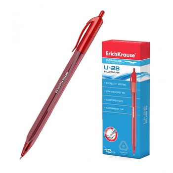 Pix cu bila Erichkrause Ultra Glide Technology U-28 cu mecanism, rosu Pix cu bila Erichkrause Ultra Glide Technology U-28 cu mecanism, rosu