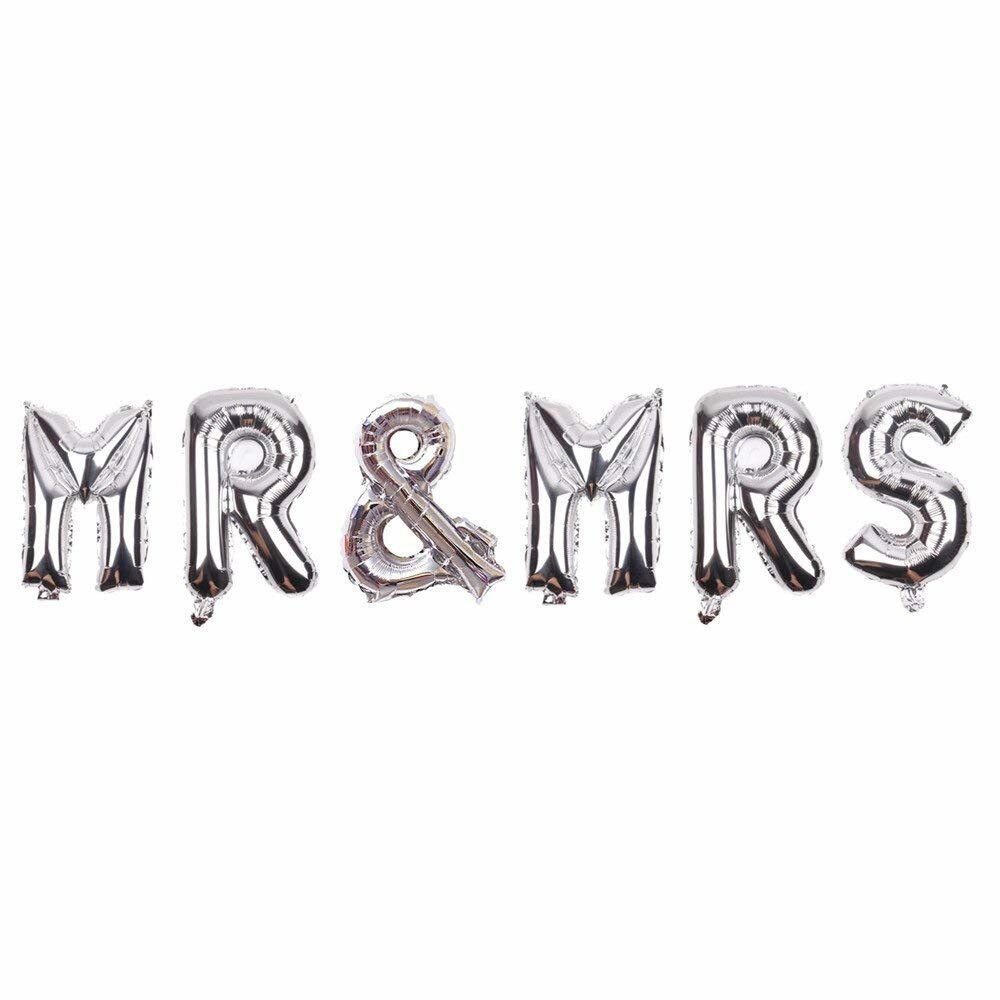 Set Balon Folie, Mr & Mrs, Argintiu, 40 cm