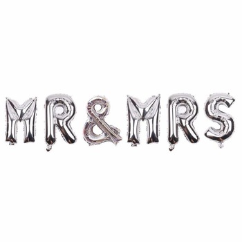 Set Balon Folie, Mr & Mrs, Argintiu, 40 cm Set Balon Folie, Mr & Mrs, Argintiu, 40 cm