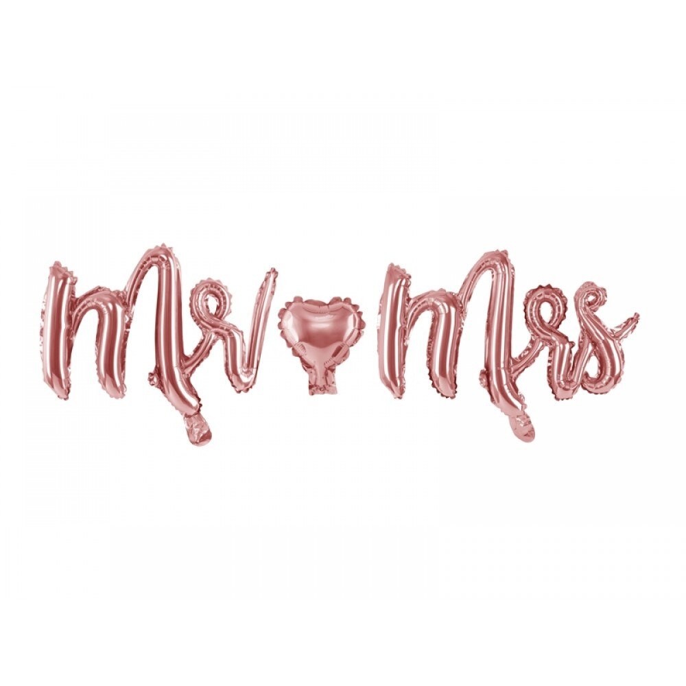 Set baloane folie Mr Mrs, Rose gold, 62,5 x 31,5cm