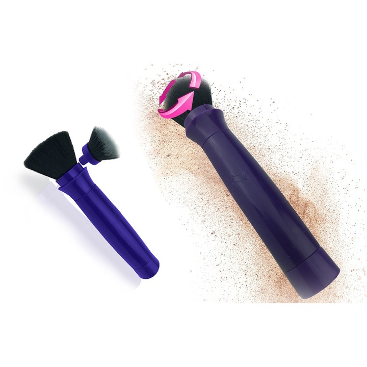 Pensula rotativa cu doua perii incluse ,beauty spin, ten, baterii AAA, roz