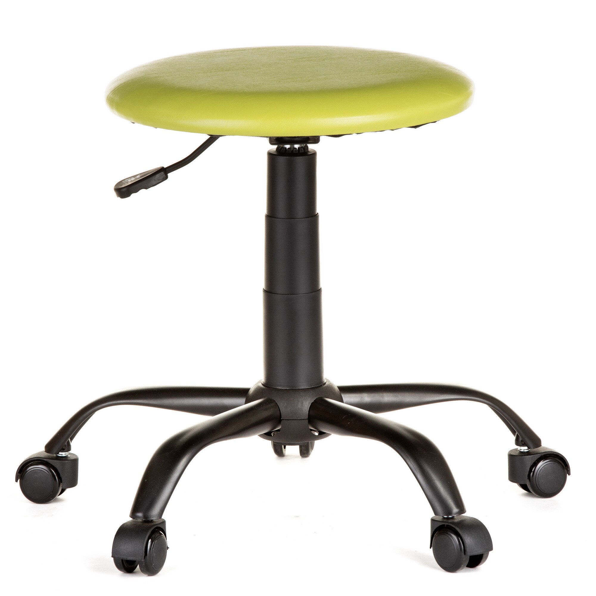 Scaun laborator QMOBILI LAB B Verde, baza metal negru, piele ecologica, role gumate