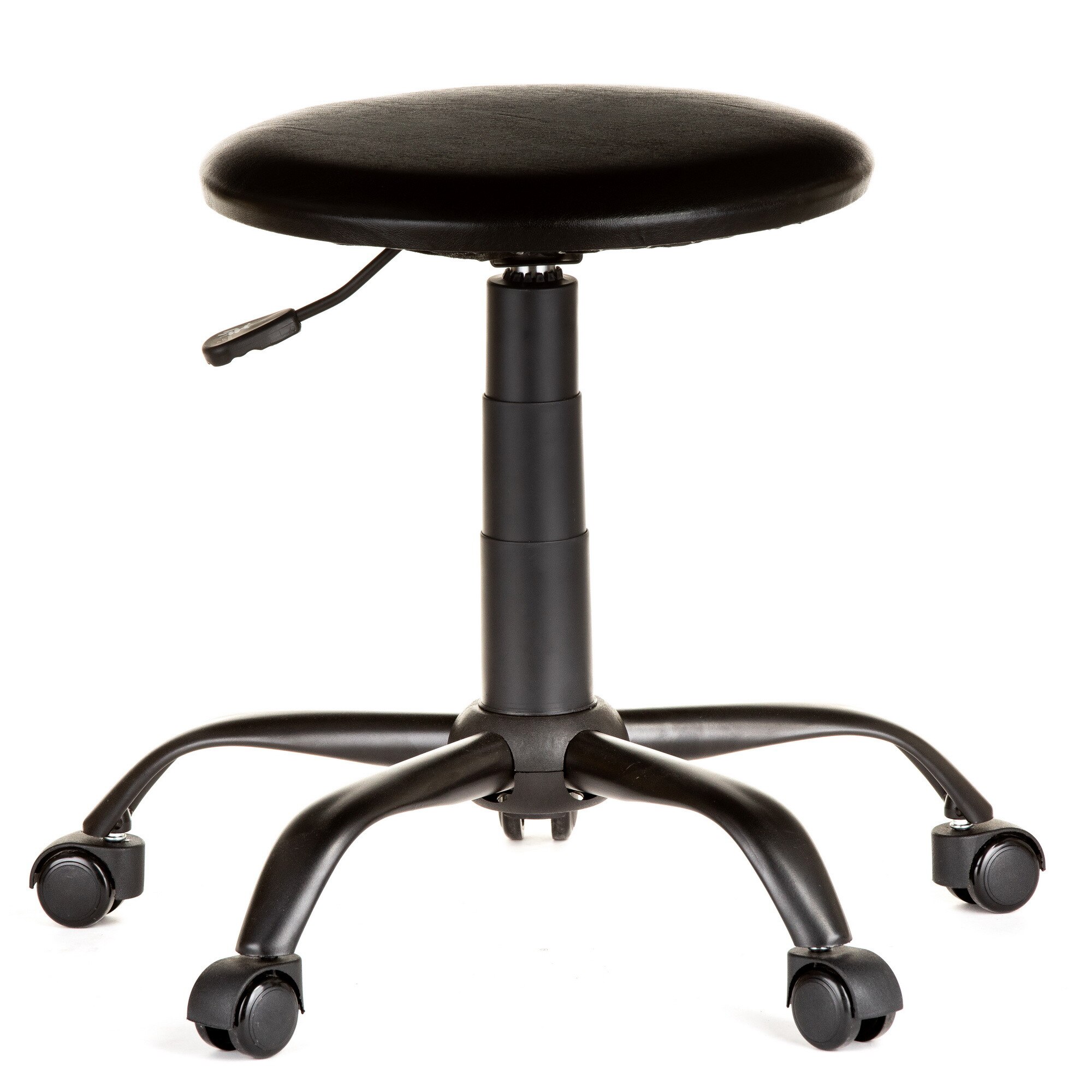 Scaun laborator QMOBILI LAB B Negru, baza metal negru, piele ecologica, role gumate
